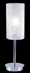 VALVE lampa stołowa chrom klosz mleczne szkło z motywem kwiatowym 1xE27 MTM1672/1