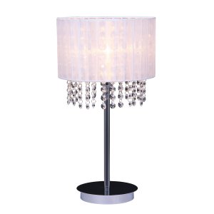 ASTRA lampa stołowa biały abażur z kryształkami 1xE14 wykończenie chrom MTM1953/1 WH