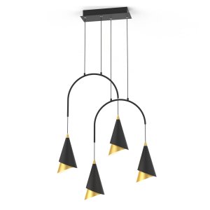 RAALTO lampa wisząca stożki czarno-złote LED 29,4W 3000K PND-433128-4