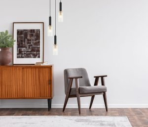 PEROLA lampa wisząca czarna 3xE14 klosze szkło z deseniem PND-43363-3 BK+BR