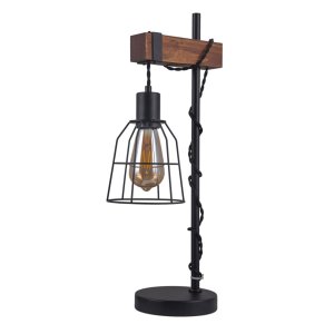 REDA lampa stołowa loft klosz druciany na drewnianej belce 1xE27 TB-4793-1-L