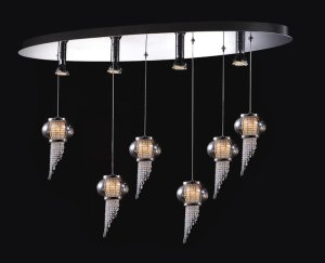 CARLO owalna lampa wisząca klosze szklane z zawieszkami 10W G4 MD115824-6PLUS4L O