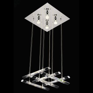 DIAMOND nowoczesna lampa wisząca chrom długie grube zwieszone kryształy 4xGU10 + 12xG4 MD8103-16B2