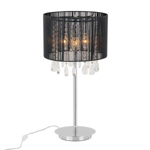 ESSENCE lampa stołowa z kryształkami 3xE14 abażur czarny z nitek MTM9262/3P BK