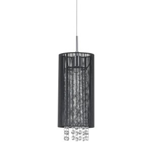LANA lampa wisząca abażur walec z czarnej organzy z kryształkami 1xE14 MDM1787/1 BK