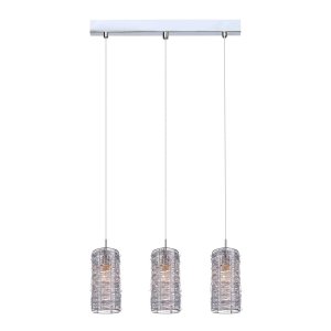 LINTON lampa wisząca chrom z kloszami ze srebrnego drutu 3xE14 MDM2136/3