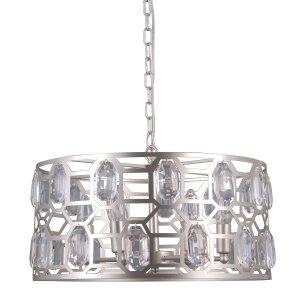 MOMENTO lampa wisząca z kryształami 6xE14 wykończenie srebrny szampański PND-43400-6