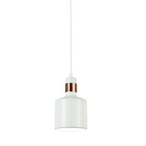 RESTENZA lampa wisząca biała z miedzią 1xE27 PND-2439-1-WH