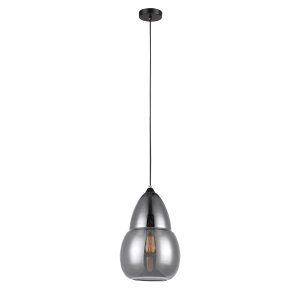 TESA lampa wisząca czarna 1xE27 klosz gruszka szkło dymione MDM2358/1A