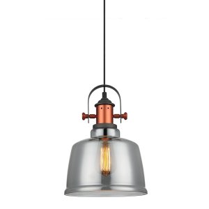 SIMALTO lampa wisząca retro 1xE27 klosz dymiony wykończenie miedziane MDM-2998/1 GR+SG