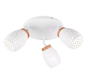 BIDAR R61573331 lampa sufitowa abażur metalowy biały z wyciętym wzorem 3xE14