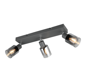 CADIZ R81783042 czarna lampa sufitowa 3xE14 klosze szkło dymione