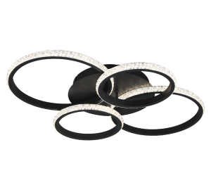 CIRES R67364132 lampa sufitowa LED 27W czarna skrętne obręcze akrylowy klosz imitujący kryształ