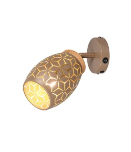 BIDAR R81571765 kinkiet abażur metalowy czarno-złoty z wyciętym wzorem  1xE14