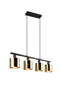 JASON R36304079 lampa wisząca czarna ze złotymi kloszami 4xE14