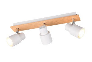 PIERRE R81983031 lampa ścienno-sufitowa biała z drewnem 3xGU10 regulowana