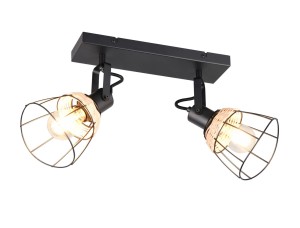 JEROME R86232032 lampa ścienno-sufitowa czarna z rattanem 2xE27