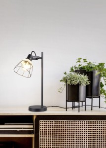 JEROME R56231032 lampa stołowa czarna z rattanem 1xE27