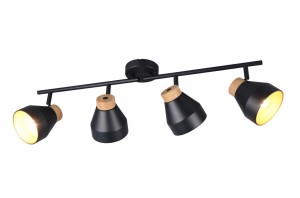 VALENTIN R81924032 listwa z reflektorkami czarna z drewnem 4xE14