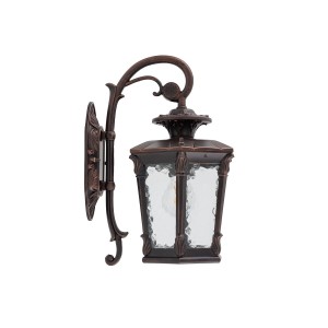 AMUR 4692 kinkiet zewnętrzny retro bogato zdobiony czarny/miedź E27 klosz szklany