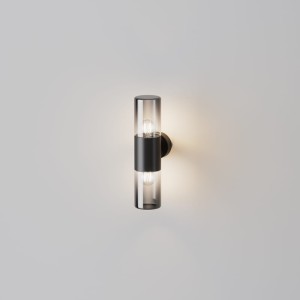 AMAS O432WL-02GF kinkiet zewnętrzny podwójny grafitowy klosz szkło dymione 1xE27 IP54