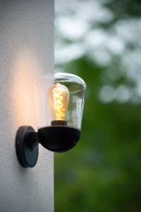 TULSA 27837/01/30 kinkiet na elewacje E27 czarny klosz szklany