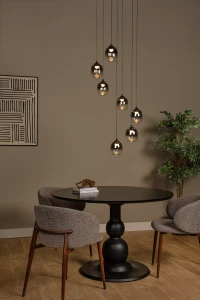 TIAMINO 74419/07/30 lampa wisząca kaskada LED 7x7W klosze szkło dymione 