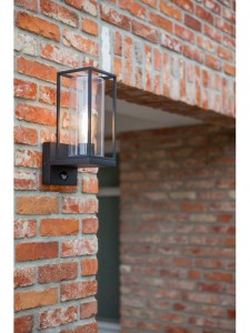 FLAIR 5288802012 kinkiet zewnętrzny czarny klosz szklana tuba 1xE27 IP44 z czujnikiem ruchu