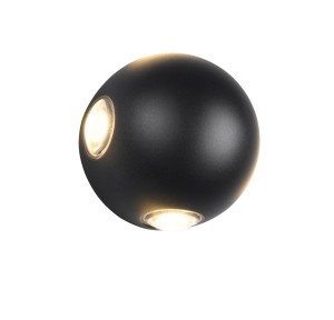 AVISIO 246760432kinkiet zewnętrzny kulka fi 10cm LED 4x2W IP54 czarny mat światło dekoracyjne góra dół i na boki
