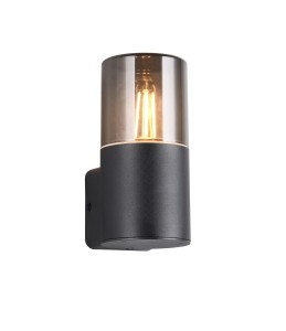 HOOSIC 224060132 kinkiet elewacyjny jednostronny czarny klosz dymiony 1xE27 IP44