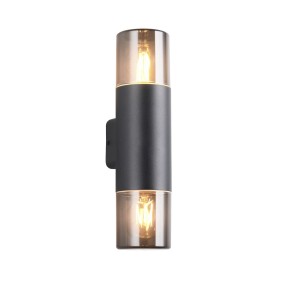 HOOSIC 224060232 kinkiet elewacyjny dwustronny czarny klosz dymiony 2xE27 IP44