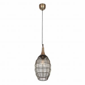 SORAYA 365420104 lampa wisząca patynowa owalna klosz fi 26cm z nawijanego drutu 1xE27