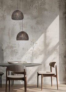 KAMARA 365290104 lampa wisząca patynowa półkula klosz fi 36cm z plecionego drutu 1xE27