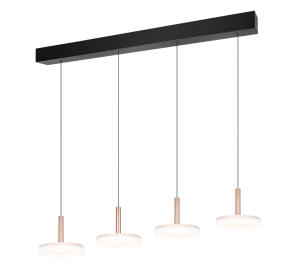CELESTE 354910465 lampa wisząca z białego szkła LED 4x7,5W DIM wykończenie czarne i kawowe 