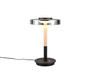 CELESTE 554910132 lampa stołowa z chromowanego szkła LED 10W DIM wykończenie czarne z elementem drewnianym