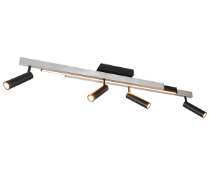 ZENO 648310505 rozsuwana lampa LED 4x5,5W + 12W 2700-6500K czarna/aluminium szczotkowane  sterowanie pilotem
