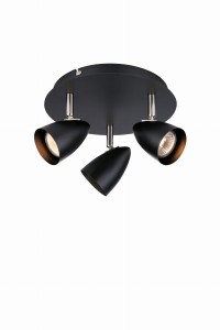 CIRO Plafon 3L Czarny/Stal