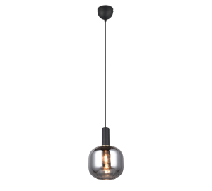 DIVA 319800132 lampa wisząca czarna klosz z dymionego szkła 1xE27