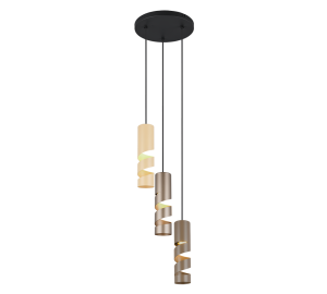 STREAM 364030317 lampa wisząca spiralki kawowo-beżowe 3xGU10 wykończenie czarne