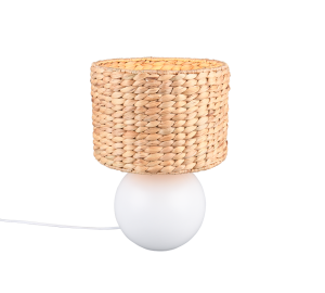 VINA 518990101 lampa stołowa ceramiczna biała abażur z trawy morskiej fi 28cm 1xE27