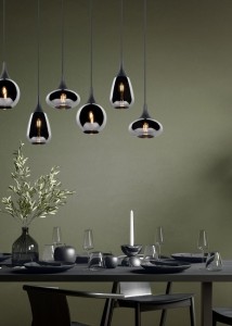 LUMINA 317000632 czarna lampa wisząca różne klosze ze szkła chromowanego 6xE14