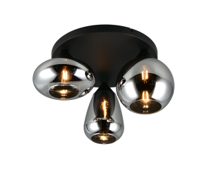 LUMINA 617030332 czarna lampa sufitowa różne klosze ze szkła chromowanego 3xE14