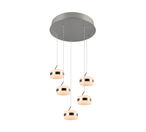 DIOS lampa wisząca kaskada nikiel mat LED 5x8W CCT Switch Dimmer  TRIO 331430507