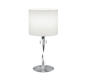 NANDOR 575310307 lampa stołowa z podświetlaną podstawą LED 2x3W chrom abażur biały 1xE27