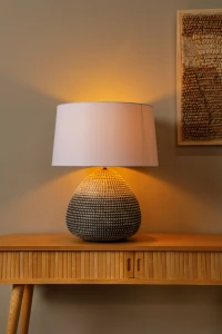 MADUKA 10550/81/73 lampa stolikowa podstawa pleciona z trawy morskiej odcienie brązu abażur beżowy 1xE27