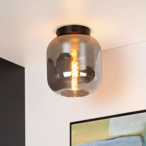 JOANET 45194/25/65 lampa sufitowa czarno-złota 1xE27 klosz szkło dymione fi 25cm