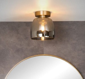 TYLER plafon IP44 złoty z kloszem z dymionego szkła fi 16cm 1xG9