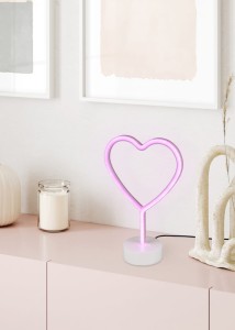 HEART lampa stołowa LED 1,5W różowe serce USB lub na baterie 3xAA