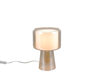 ROCKA 519900113 lampa stołowa ze szkła bursztynowego abażur biały E14