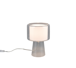 ROCKA 519900152 lampa stołowa ze przezroczystego szkła abażur biały E14